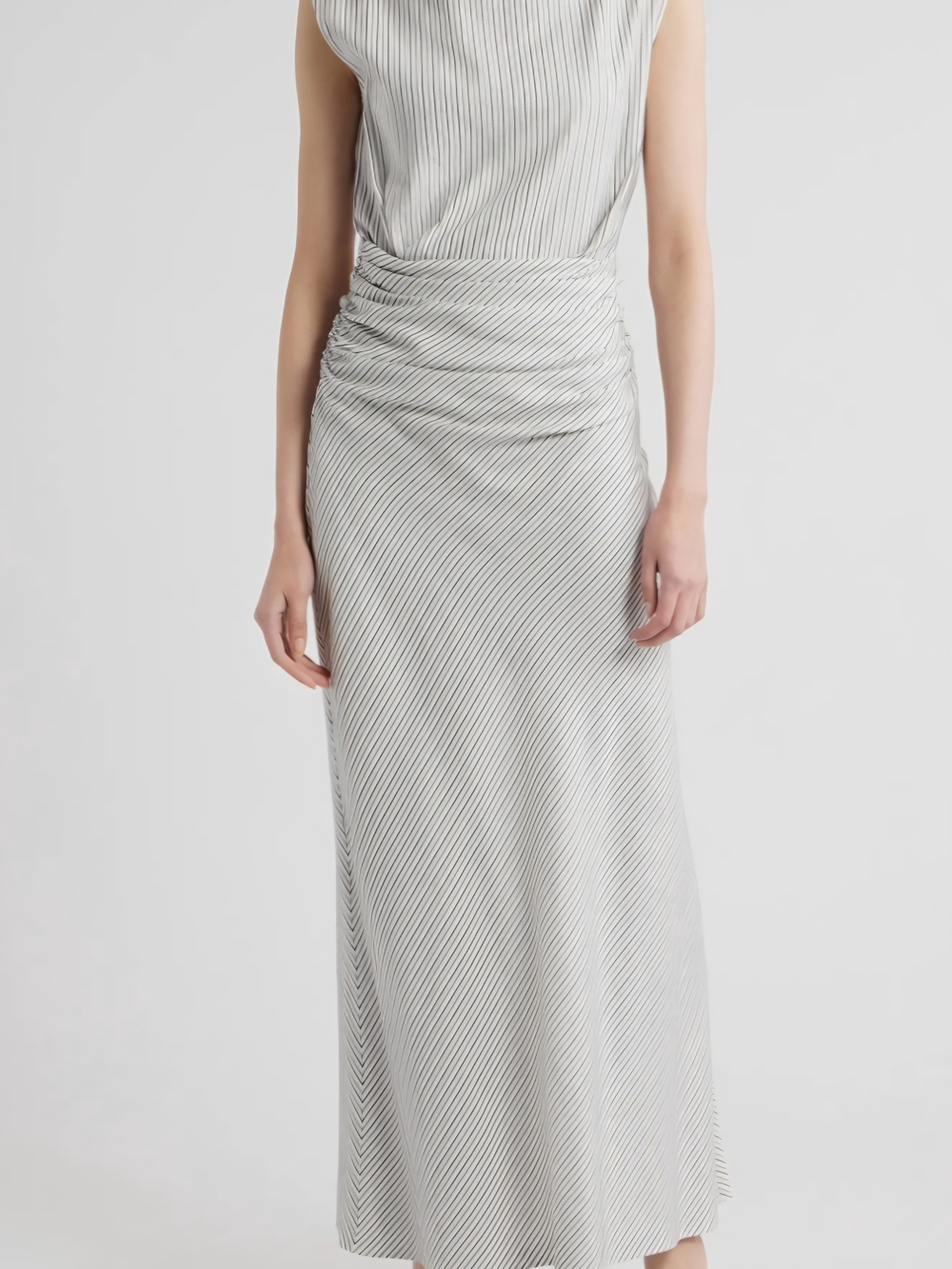 Faithfull the Brand Ivory and Black Striped Maxi Dress